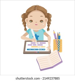 little girl writing code or kids coding
