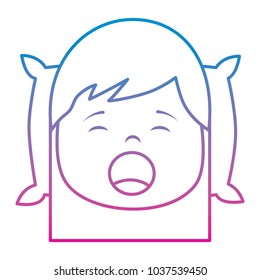 little girl yawning with head on pillow vector illustration