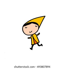 The little girl in yellow coat.