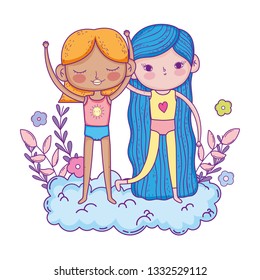little girls in the clouds