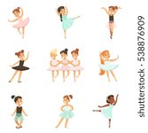 Little Girls Dancing Ballet In Classic Dance Class, Future Professional Ballerina Dancers