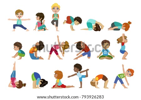 Little Girls Doing Yoga Set