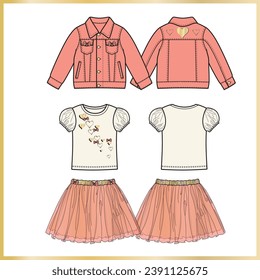 Little Girls Hearts Tutu Jacket Set