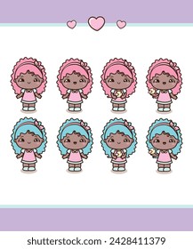 Little girls illustration, cute girls illustration, chi girls illustration
