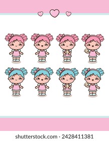 Little girls illustration, cute girls illustration, chi girls illustration