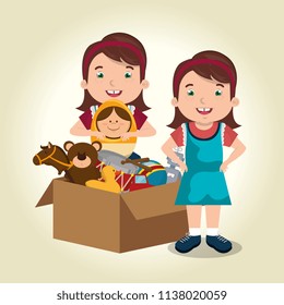 little girls playing with toys characters