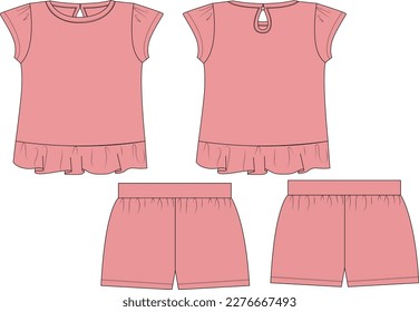 Little Girls Top und kurze Hosen Silhouette