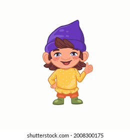Little gnome character. Hand drawn digital vector illustration