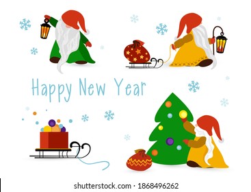 Little gnomes are preparing for the New Year and Christmas