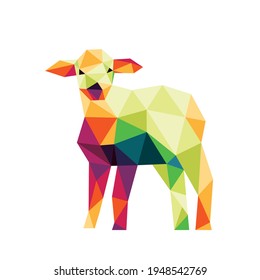Little Goat Polygon low poly silhouettes. Colorful Goat Vector Icon. Goat colorful logo. Colorful abstract Icon.