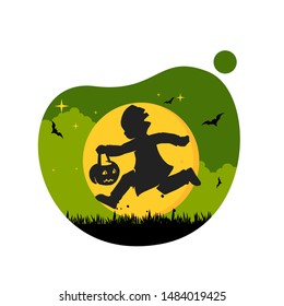 Little Goblin Silhouette Halloween Logo Concept