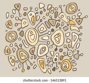 little graphic elements, doodles, indifferent shapes, retro look