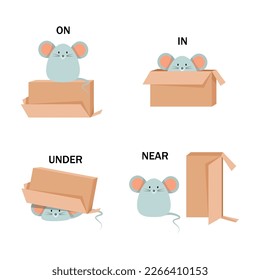 Little gray mouse with a box