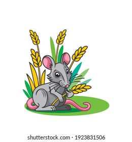 A little gray mouse in the wheat.