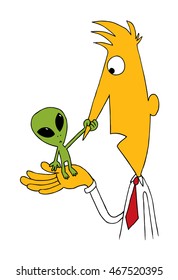 little green alien concept cartoon illustration