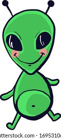 Little green alien, illustration, vector on white background