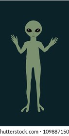 little Green alien little vector illustration against dark background