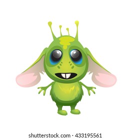 Little green alien. Vector illustration.