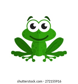 Little green baby frog on the white background