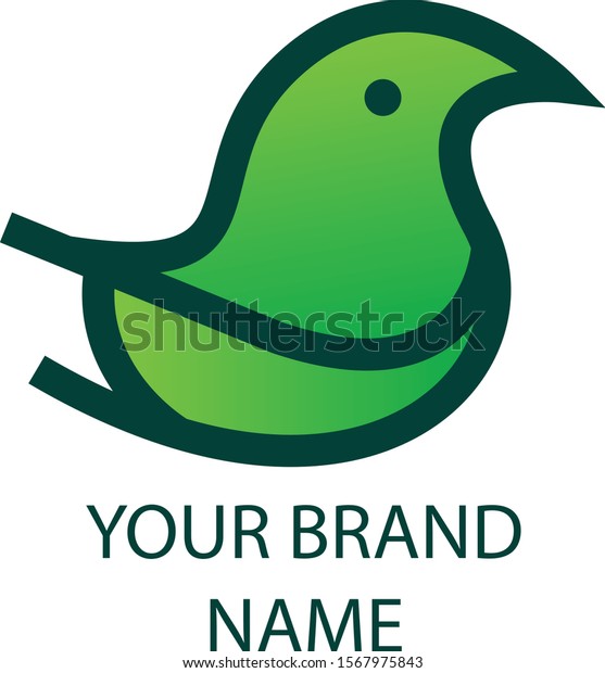 Little Green Bird Logo Vector Design Stock Vector (Royalty Free