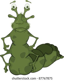 Little green caterpillar. Cartoon