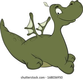 Little green dragon cartoon 