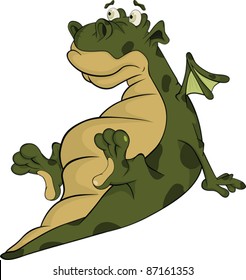 Little green dragon. Cartoon