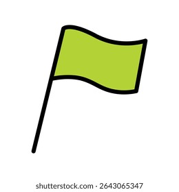 little green flag waving icon isolated on white background
