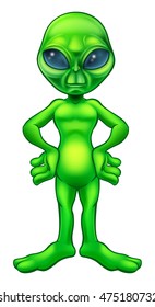 A little green man alien halloween cartoon character 