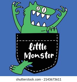 LITTLE GREEN MONSTER INSIDE A POCKET