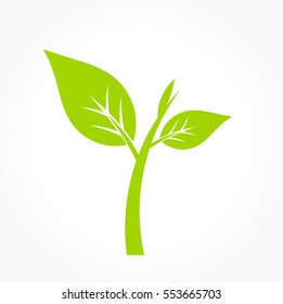 Little green plant icon. Vector illustration