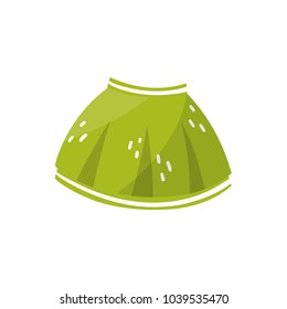 Little green skirt for toddler girl. Children s clothing. Stylish kids garment. Element for infographic about preparing for motherhood. Colorful flat vector design