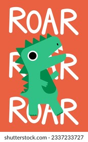 kleine grüne t t rex-Dinosaurier, Vektorgrafik für Kindermode
