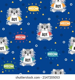 Little Grey Cat Cartoon Pattern Design Concepts