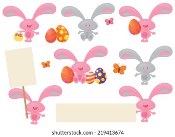 Little grey and pink Easter bunnies.