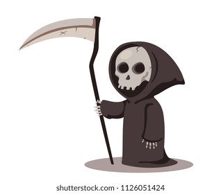 Little grim Reaper. Funny cartoon character. vector illustration