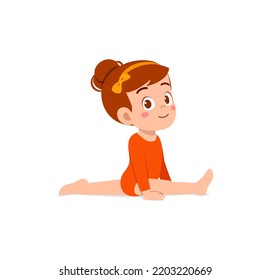 little gymnast kid do exercise on the floor