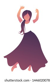 Little gypsy girl dancing flamenco, isolated on white background