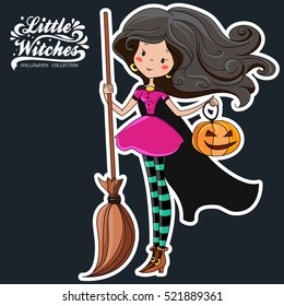 Little Halloween Witch. Print on T-shirts, bags, stickers or cards. 