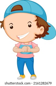 Little happy boy cartoon character illustration