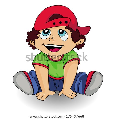 little happy child in a cap
