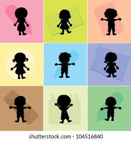 little happy children silhouettes background q