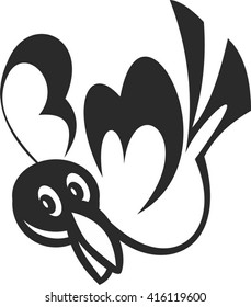 Little happy crow flying vector
