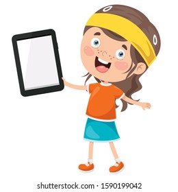 Little Happy Kid Using Technology