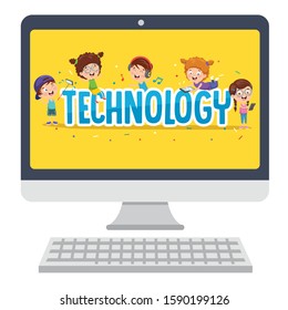 Little Happy Kid Using Technology