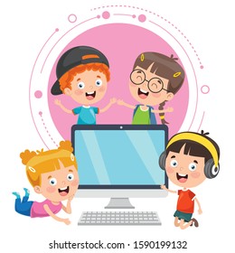 Little Happy Kid Using Technology