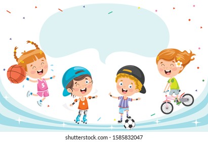 Little Happy Kids Making Sport