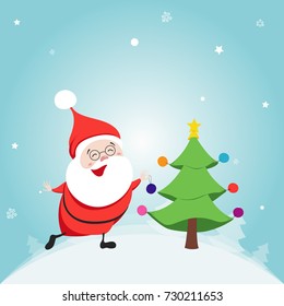 Little Happy Santa Claus Cartoon Character. Hand drawn vector illustration. 