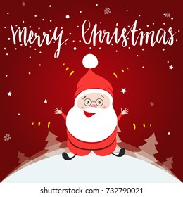 Little Happy Santa Claus Cartoon Character. Hand drawn vector illustration. 