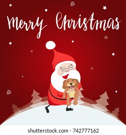 Little Happy Santa Claus Cartoon Character. Hand drawn vector illustration. 